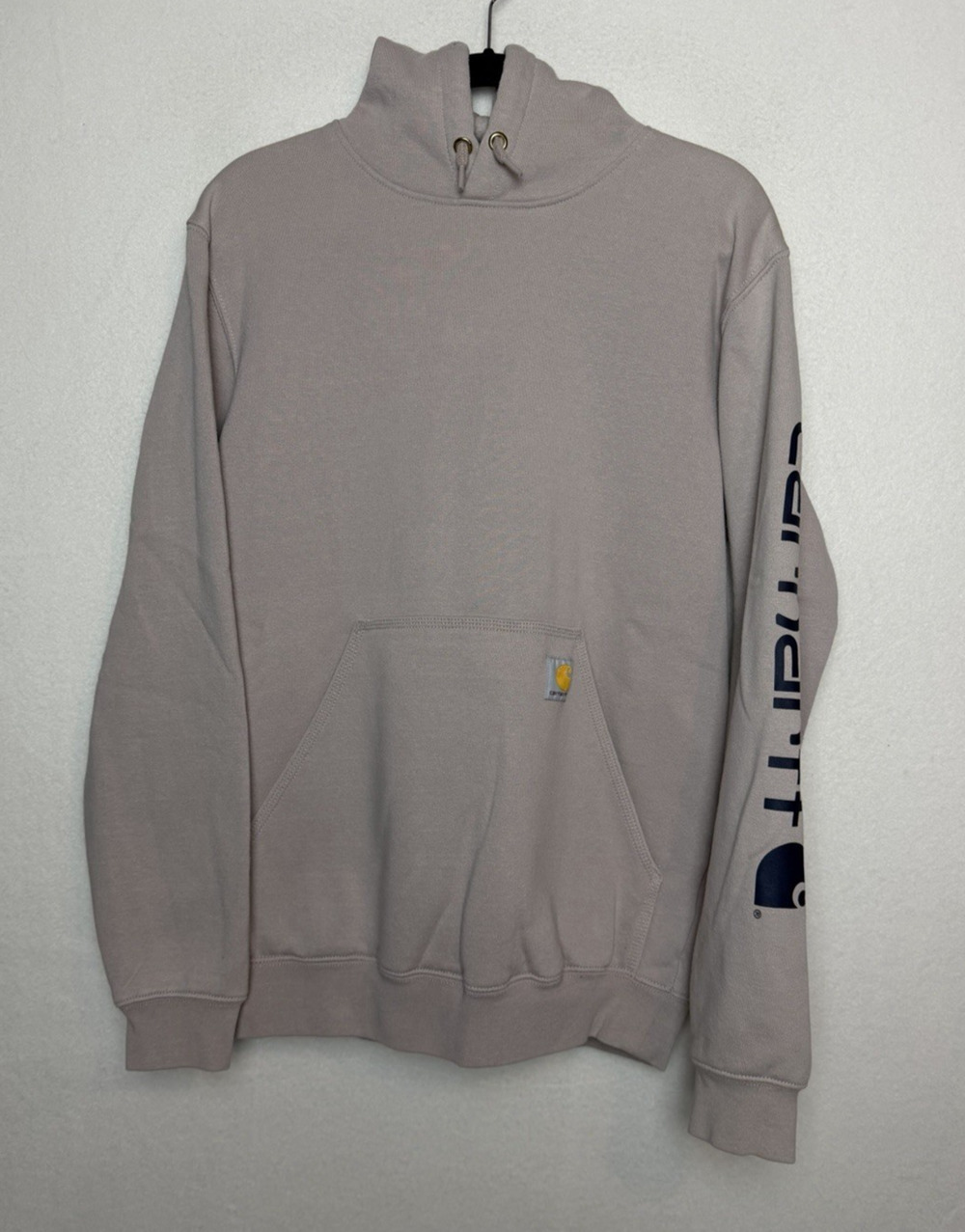Carhartt Loose Fit Hoodie Men's Purple Logo Sleeve Graphic Sweatshirt Size Small
